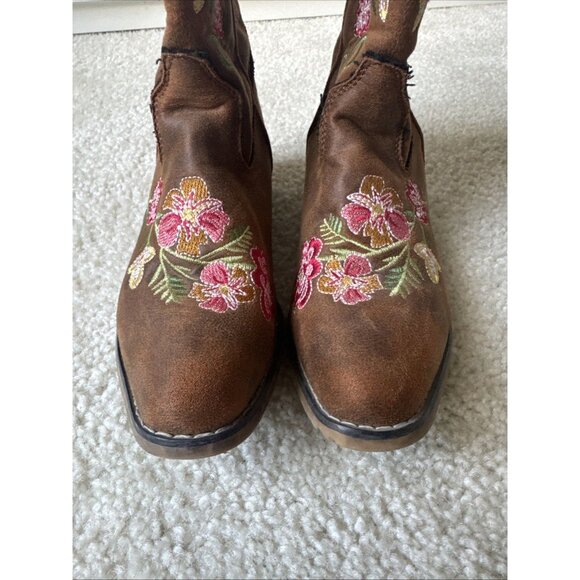 Roper Western Boots Juliet Floral Tan Girls Size 2 09-017-1566-2487 TA - Picture 7 of 9